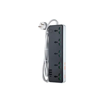Мережевий фільтр живлення HOCO AC13A 5 роз, USB, USB-C, 17W, 1,5м, Black (HOCO AC13A/B)