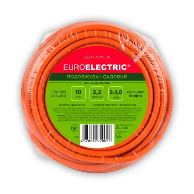 Мережевий подовжувач EUROELECTRIC ПВС 2x1 без заземлення 1 гн. помаранчевий 10м (ES2X1-10M-OR)