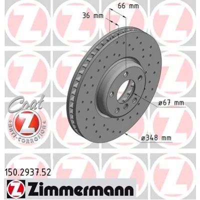 Гальмівний диск ZIMMERMANN 150.2937.52 (упаковка 2 шт)