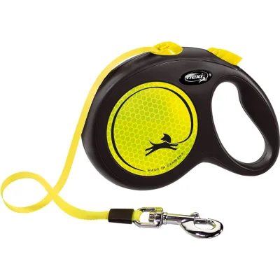 Повідець для собак Flexi New Neon L стрічка 5 м (чорний) (4000498031711)