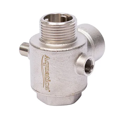 З"єднувач п'ятививідний +зворотний клапан 80мм M1"×F1"×F1"×M1/4"×F1/4" Silver 480г AQUATICA (779601)