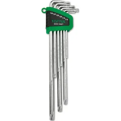 Ключ Toptul Г-подібний TORX T10-T50 9шт. супердовгий з отвором (GSN-09ET)