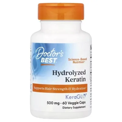 Вітамінно-мінеральний комплекс Doctor's Best Гідролізований кератин, 500 мг, Hydrolyzed Keratin, 60 вегетаріа (DRB-00545)