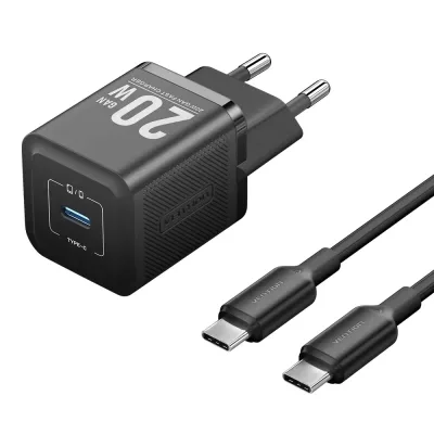 Зарядний пристрій Vention USB-C PD20W GaN black (FEPB0-EU)