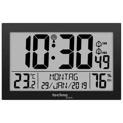 Настінний годинник Technoline Black (WS8016 schwarz) (DAS303935)