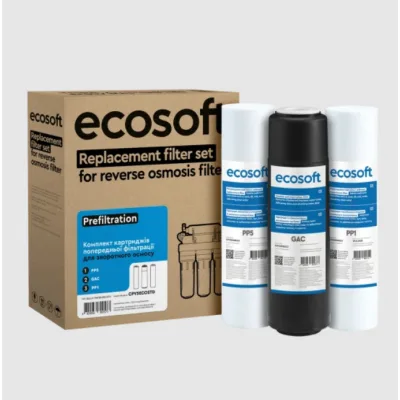 Картридж для фільтра глечика Ecosoft Комплект картриджів Ecosoft 1-2-3 Standart (2 поліпропілену+вугі (CPV3ECOSTD)