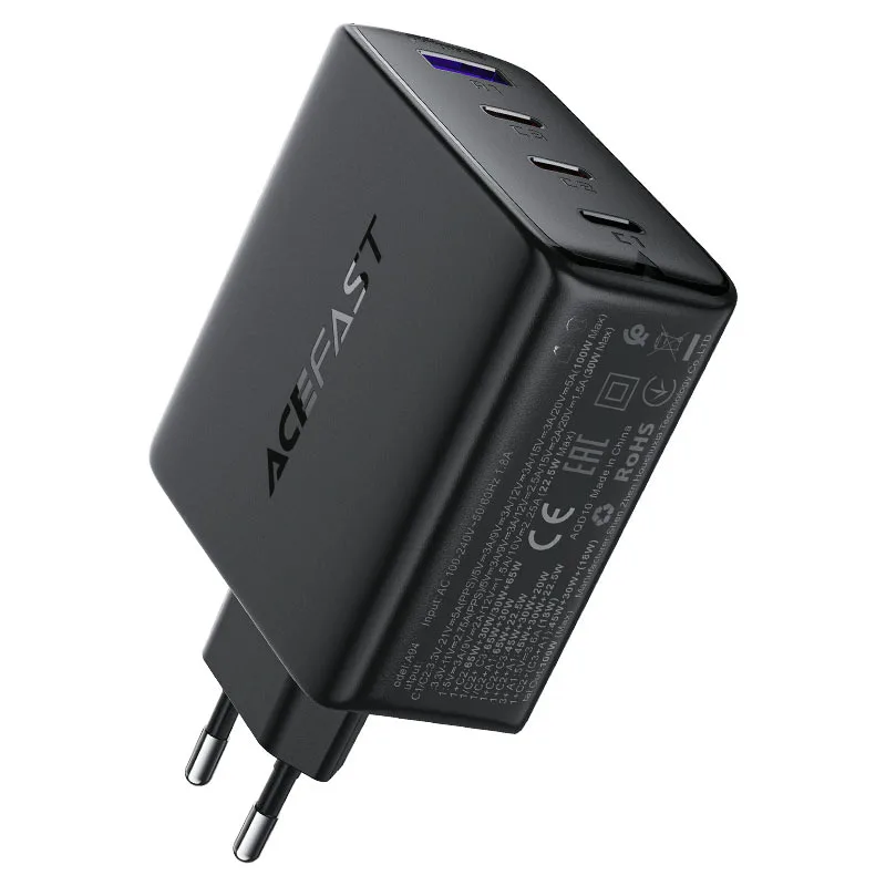 Зарядний пристрій Acefast 4xUSB 100W (3xUSB-C+USB-A) Gan A94 Fast Charger Black (6974316283133)