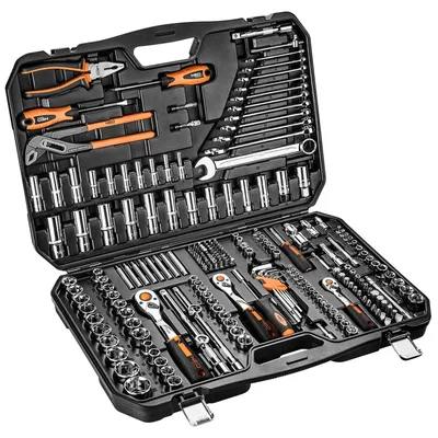 Набір інструментів Neo Tools 233шт, 1/2", 1/4", 3/8", CrV, кейс (10-078)