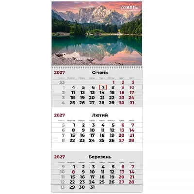 Календар Axent настінний квартальний 2027 р.,1 пр. Mountains 3 (8801-27-6-A)