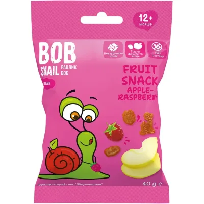 Дитячі снеки Bob Snail фруктові яблуко-малина 40 г (1740859)