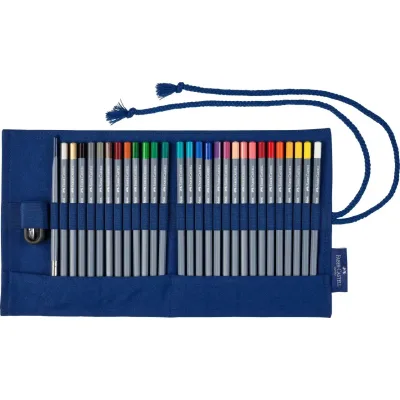 Акварельні фарби Faber-Castell Goldfaber Aqua в тканинному пеналі 27 кольорів з аксесуарами, (114652) (28942)
