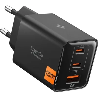 Зарядний пристрій Spigen 2xUSB-C PD + 1xUSB 47W black (ACH09465)