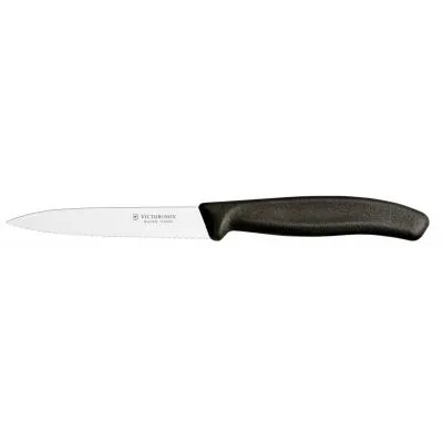 Кухонний ніж Victorinox SwissClassic для нарезки 10 см, волнистое лезвие, черный (6.7733)