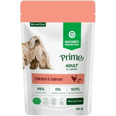 Вологий корм для собак Nature's Protection Prime Skin and Coat Adult Dogs Chicken and Salmon 85 г (NPPR47922)