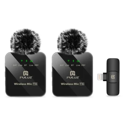 Мікрофон Puluz для iPhone/iPad 8-контактний приймач і два мікрофони Black (PU647B)