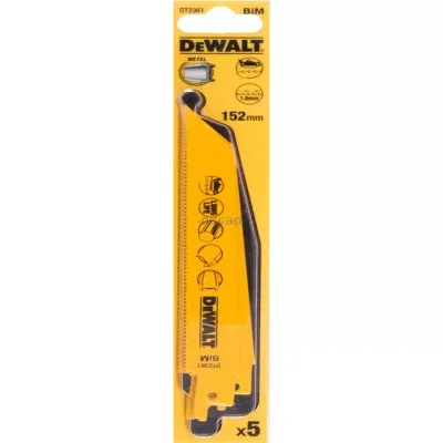 Полотно DeWALT пиляльне біметалеве, швидкий пропил, 152 мм, 14 TPI, 5 шт (DT2361)