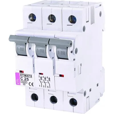 Автоматичний вимикач ETI ETIMAT 6 3p C 25А (6 kA)