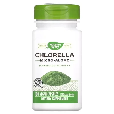 Вітамінно-мінеральний комплекс Nature's Way Хлорелла, 1230 мг, Chlorella, Micro-Algae, 100 вегетаріанських капсул (NWY-11850)