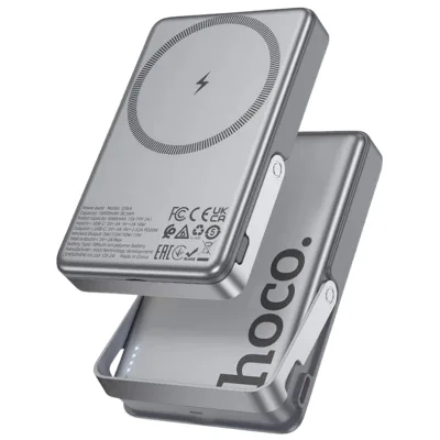 Батарея універсальна HOCO 10000mAh Sunlight PD/20W Magnetic with stand Metal Grey (Q36A / 714987)