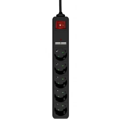 Мережевий фільтр живлення EnerGenie 5 розеток 1.5 м Black (SPG5-U2-5-02)