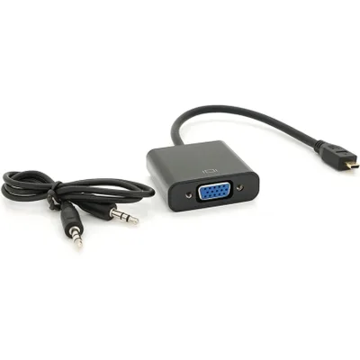 Перехідник micro HDMI M to VGA F + Audio 0.3m 4K/2K black Voltronic (YT-C-mHDMI(M)/VGA(F)+AUX)