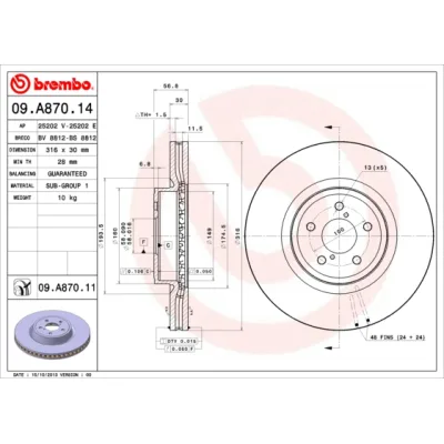 Гальмівний диск Brembo 09.A870.14 (упаковка 2 шт)