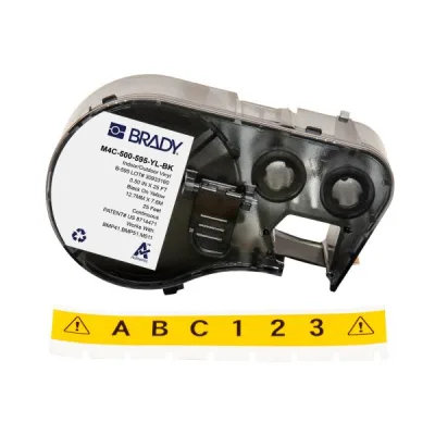 Стрічка для принтера етикеток Brady M4C-500-595-YL-BK, всепогодна, безперервна стрічка, 12.70 mm × 7.62 m, black on yellow, вініл (170820)