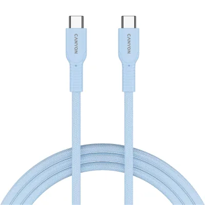 Дата кабель USB-C to USB-C 1.0m OnWire 60CL C-C 60W COLOR Braided 1m Light Blue Canyon (CND-CCAP60AB10LBL)