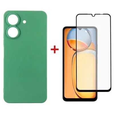 Чохол до мобільного телефона Dengos Kit for Xiaomi Redmi 13C case + glass (Mint) (DG-KM-63)