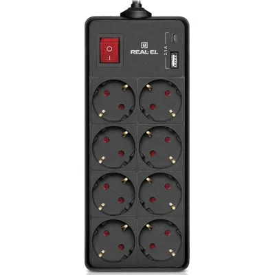Мережевий фільтр живлення REAL-EL RS-PROTECT 805 3m, black (EL122300043)