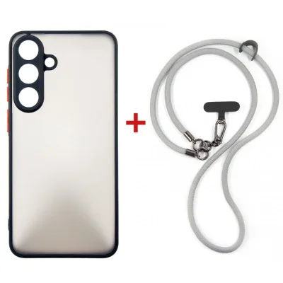 Чохол до мобільного телефона Dengos Case + Cross-body Strap Samsung Galaxy S25 FE Black+Grey (DG-KM-CCRB-28)