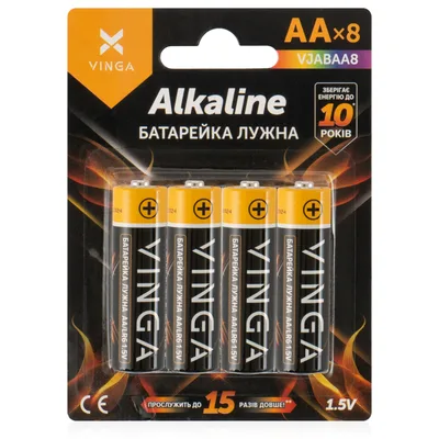 Батарейка AA LR6 Alkaline 8pcs Blister Vinga (VJABAA8)