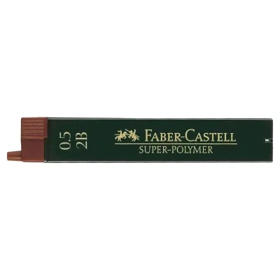 Грифель для механічного олівця Faber-Castell Super-Polymer 2В (діаметр 0,5 мм), 12 штук в пеналі (16804)