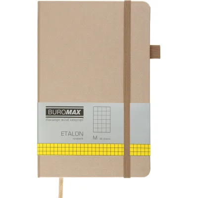 Книга записна Buromax Etalon 125x195 мм 96 аркушів в клітинку обкладинка зі штучної шкіри Золота (BM.291160-23)