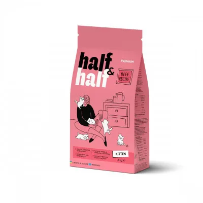 Сухий корм для кішок Half&Half для кошенят з яловичиною 2 кг (4820261920789)
