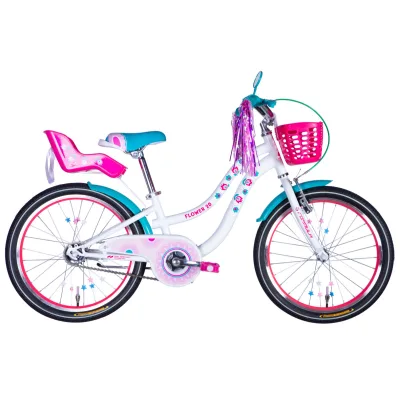 Велосипед Formula 20" Kid FLOWER PREMIUM BH рама-10" ST 2026 білий з рожевим та бірюзовим (OPS-FRK-20-244)