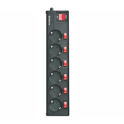 Мережевий фільтр живлення REAL-EL RS-6 EXTRA 5m, black (EL122300003)