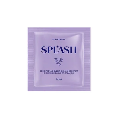 Зубна паста Splash Освіжальна з відбілювальним ефектом Зі смаком ванілі та лаванди 3 г (4820266831769)