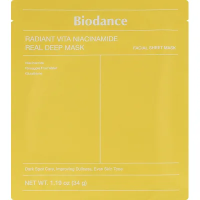 Маска для обличчя Biodance Radiant Vita Niacinamide Real Deep Mask 34 г (8809937361459)