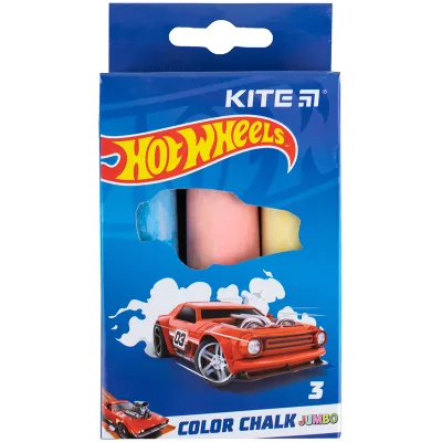 Крейда Kite кольорова Jumbo Hot Wheels, 3 кольори (HW24-077)