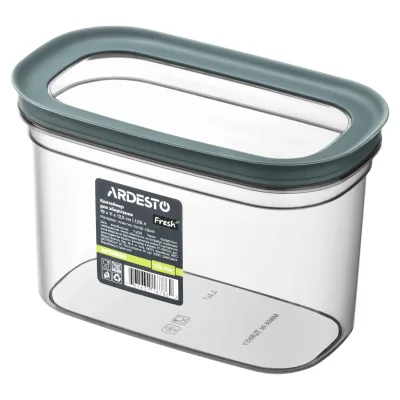 Харчовий контейнер Ardesto Fresh 1.55л, пластик, прямокутна, сірий (AR1309GG)