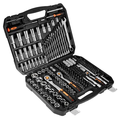 Набір інструментів Neo Tools 219шт, 1/2", 1/4", 3/8", CrV, кейс (10-076)