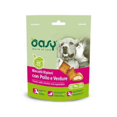 Ласощі для собак OASY TREATS Курка та овочі 80 г (8053017343082)