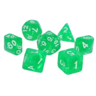 Набір кубиків для настільних ігор Games 7 Days Glitter 7 Dice Set - Light Green (g7dglit05)