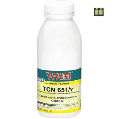 Тонер Canon MF651Cw/MF655Cdw/MF657Cdw, Canon 067 35г Yellow chip WWM (TC-Can067Y-35-WWM)