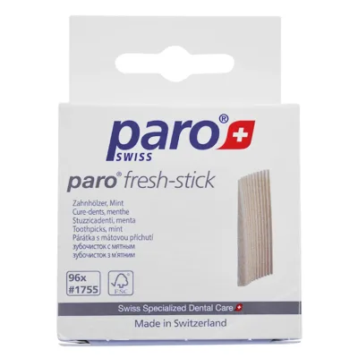 Зубочистки Paro Swiss fresh-sticks Медичні середнього розміру з ментолом 96 шт. (7610458017555)
