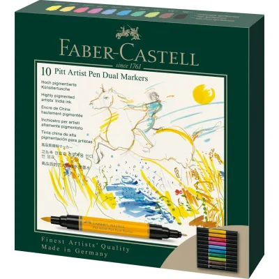 Художній маркер Faber-Castell двосторонніх Pitt Artist Pen Dual Marker, 10 кольорів (32417)