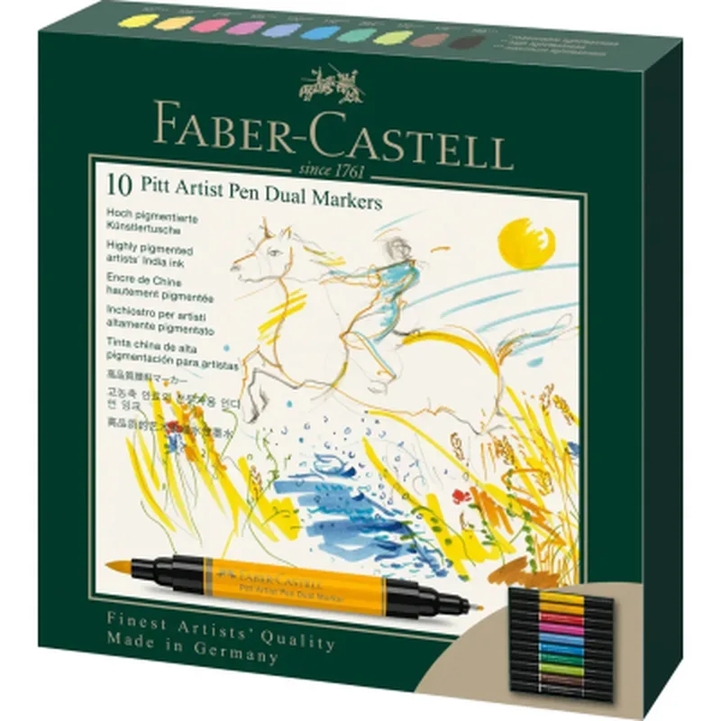 Художній маркер Faber-Castell двосторонніх Pitt Artist Pen Dual Marker, 10 кольорів (32417)