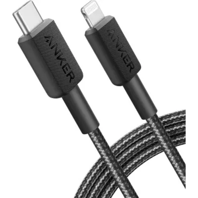 Дата кабель USB-C to Lightning 1.8m nylon 322 black Anker (A81B6G11)