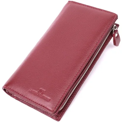 Гаманець ST Leather З натуральної шкіри Бордовий (22534)